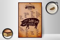 Holzschild Metzger 20x30cm Pork cuts Organic free Schwein