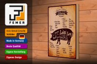 Holzschild Metzger 20x30cm Pork cuts Organic free Schwein