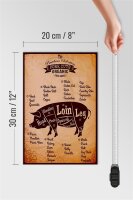 Holzschild Metzger 20x30cm Pork cuts Organic free Schwein