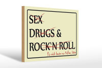 Holzschild Spruch 30x20cm Sex Drugs Rock nur Kaffee bitte