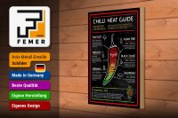 Holzschild Essen 20x30cm Chilli heat guide asian fire thai