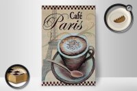Holzschild Paris 20x30cm Eiffelturm Kaffee Tasse Cafe