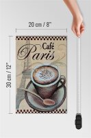 Holzschild Paris 20x30cm Eiffelturm Kaffee Tasse Cafe