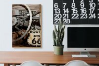 Holzschild Retro 20x30cm Auto Lenkrad Route US 66