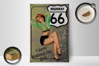 Holzschild Pin Up 20x30cm Highway 66 i love riding the 66