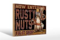 Holzschild Spruch 30x20cm Fix-it Shop rusty nuts Garage