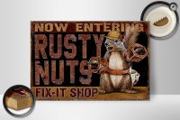 Holzschild Spruch 30x20cm Fix-it Shop rusty nuts Garage