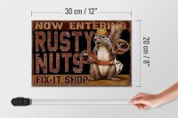 Holzschild Spruch 30x20cm Fix-it Shop rusty nuts Garage