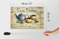 Holzschild Tee 30x20cm Tea Time India Ceylon Teekanne