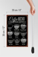 Holzschild Kaffee 20x30cm Coffee Menu flat white Doppio