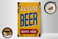 Holzschild Retro 20x30cm Ice Cold Beer served here Bier