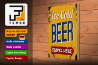 Holzschild Retro 20x30cm Ice Cold Beer served here Bier