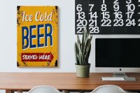 Holzschild Retro 20x30cm Ice Cold Beer served here Bier