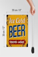 Holzschild Retro 20x30cm Ice Cold Beer served here Bier