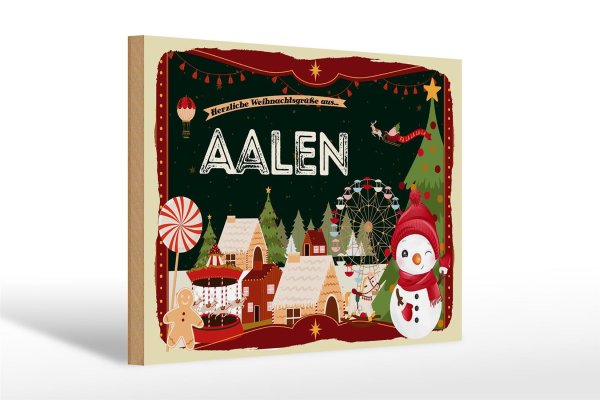 Holzschild Weihnachten Grüße AALEN Geschenk 30x20cm