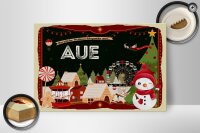 Holzschild Weihnachten Grüße aus AUE Geschenk 30x20cm