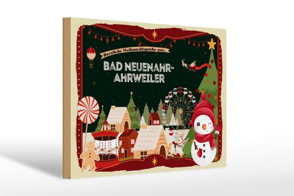 Holzschild Weihnachten Grüße BAD NEUENAHR-AHRWEILER Geschenk 30x20cm