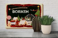 Holzschild Weihnachten Grüße aus BORKEN Geschenk 30x20cm