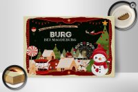 Holzschild Weihnachten Grüße aus BURG bei MAGDEBURG 30x20cm