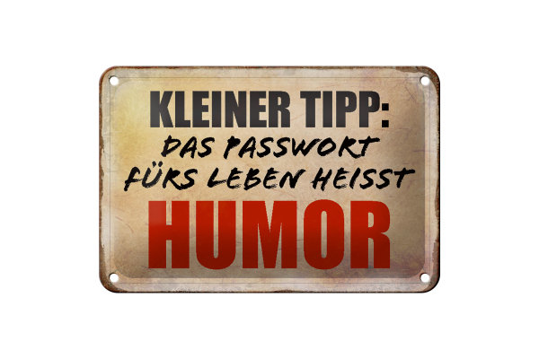 Blechschild Spruch 18x12cm kleiner Tipp das Passwort Humor