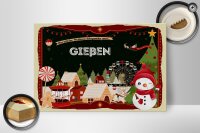 Holzschild Weihnachten Grüße aus GIEßEN Fest 30x20cm
