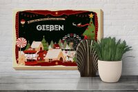 Holzschild Weihnachten Grüße aus GIEßEN Fest 30x20cm