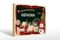Holzschild Weihnachten Grüße aus GIFHORN Geschenk 30x20cm