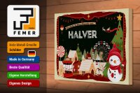 Holzschild Weihnachten Grüße aus HALVER Geschenk 30x20cm