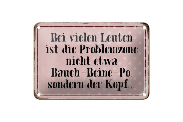 Blechschild Spruch 18x12cm Problemzone ist der Kopf Retro