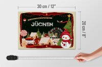 Holzschild Weihnachten Grüße aus JÜCHEN Fest 30x20cm