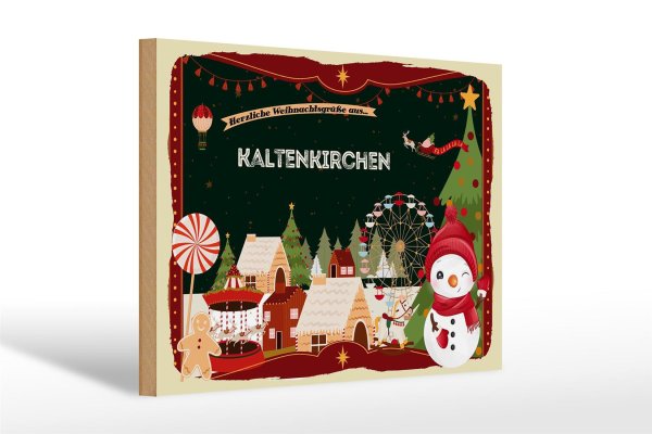 Holzschild Weihnachten Grüße aus KALTENKIRCHEN Fest 30x20cm