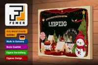 Holzschild Weihnachten Grüße aus LEIPZIG Geschenk 30x20cm