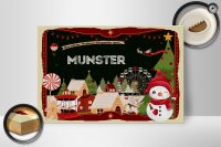 Holzschild Weihnachten Grüße aus MUNSTER Geschenk 30x20cm