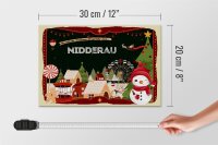 Holzschild Weihnachten Grüße NIDDERAU Geschenk 30x20cm