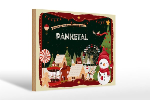 Holzschild Weihnachten Grüße PANKETAL Geschenk 30x20cm