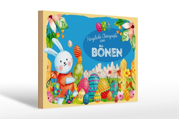 Holzschild Ostern Ostergrüße 30x20cm BÖNEN Geschenk Deko