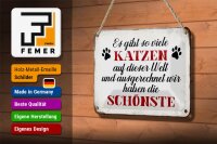 Blechschild Spruch 18x12cm wir haben die schönste Katze