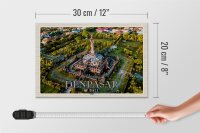 Holzschild Reise 30x20cm DENPASAR Bali Tempel Architektur