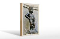 Holzschild Reise 20x30cm Brüssel Belgien Manneken Pis