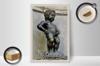 Holzschild Reise 20x30cm Brüssel Belgien Manneken Pis