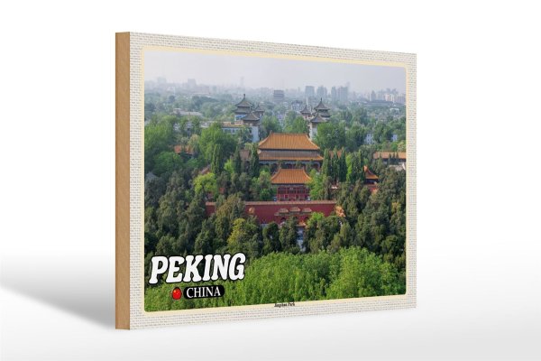 Holzschild Reise 30x20cm Peking China Jingshan Park