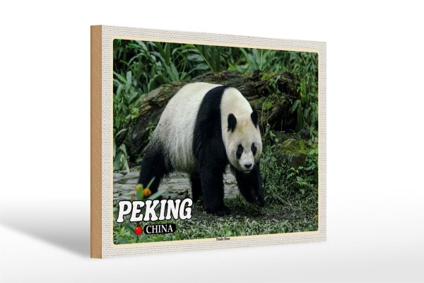 Holzschild Reise 30x20cm Peking China Panda Haus Schild