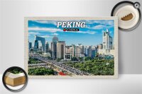 Holzschild Reise 30x20cm Peking China Stadt Hochhäuser Skyline