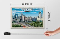 Holzschild Reise 30x20cm Peking China Stadt Hochhäuser Skyline