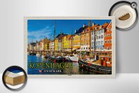 Holzschild Reise 30x20cm Kopenhagen Dänemark Altstadt Boote