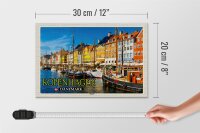 Holzschild Reise 30x20cm Kopenhagen Dänemark Altstadt Boote