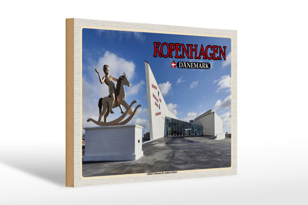 Holzschild Reise 30x20cm Kopenhagen Dänemark ARKEN Museum