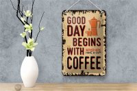 Blechschild Retro 12x18cm Kaffee good day begins Coffee