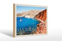 Holzschild Reise 30x20cm Santorin Griechenland Red Beach Strand