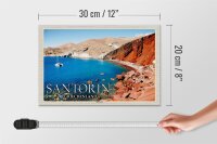 Holzschild Reise 30x20cm Santorin Griechenland Red Beach Strand